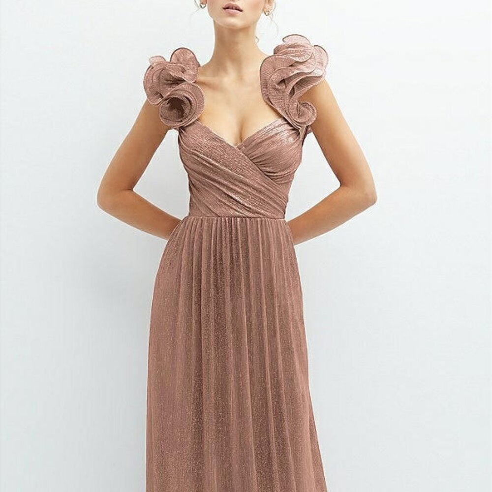 After Six 6883...Convertible Strap Metallic Pleated Dress...Sienna.....Size XS - Picture 6 of 11